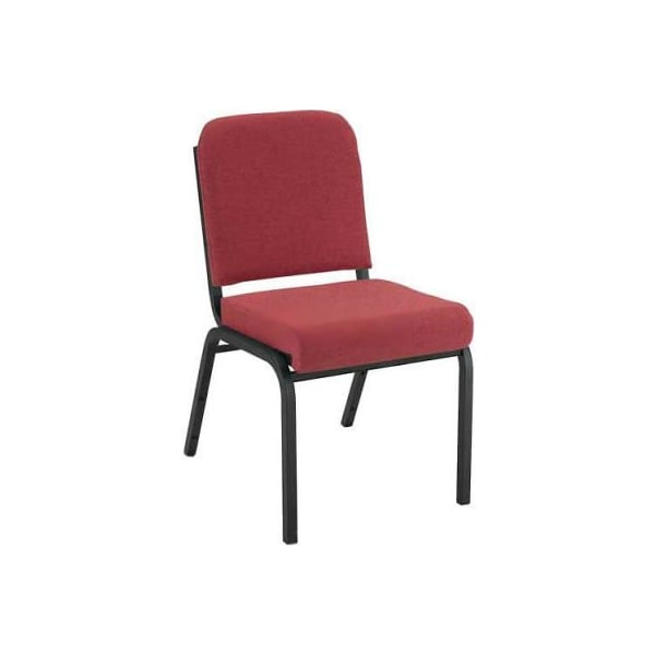 KFI Stacking Chair with Front Roll - Armless - 2" Cabernet Fabric/Black Steel Frame
